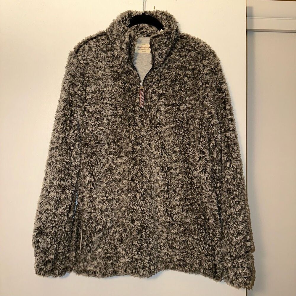 Original Weatherproof Gray Sherpa Cozy Quarter Zip Sweater Small EUC